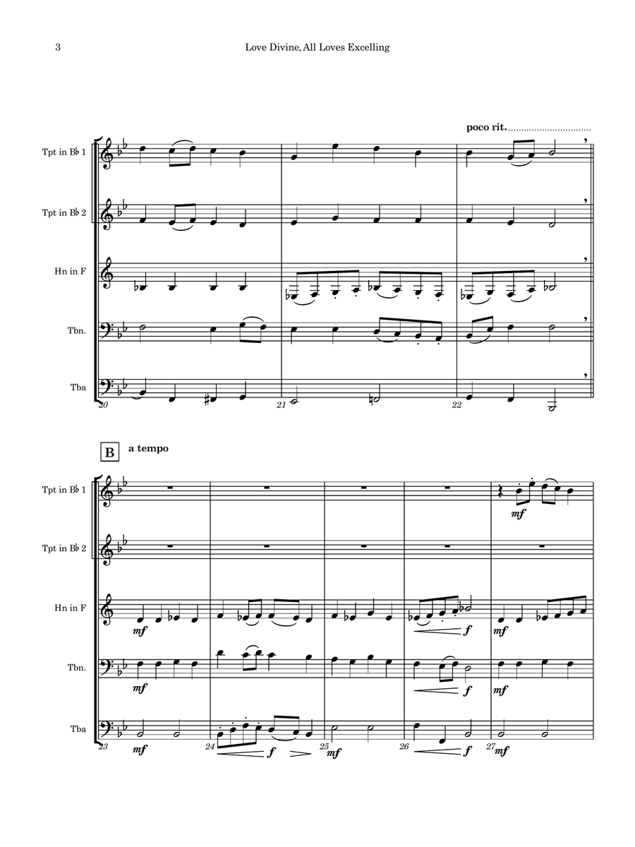 Love Divine, All Loves Excelling Brass Quintet scores gallery preview page 4