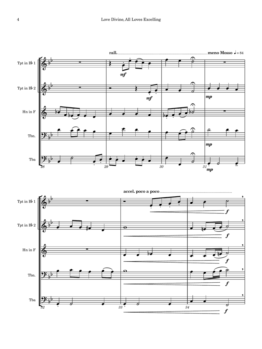 Love Divine, All Loves Excelling Brass Quintet scores gallery preview page 5