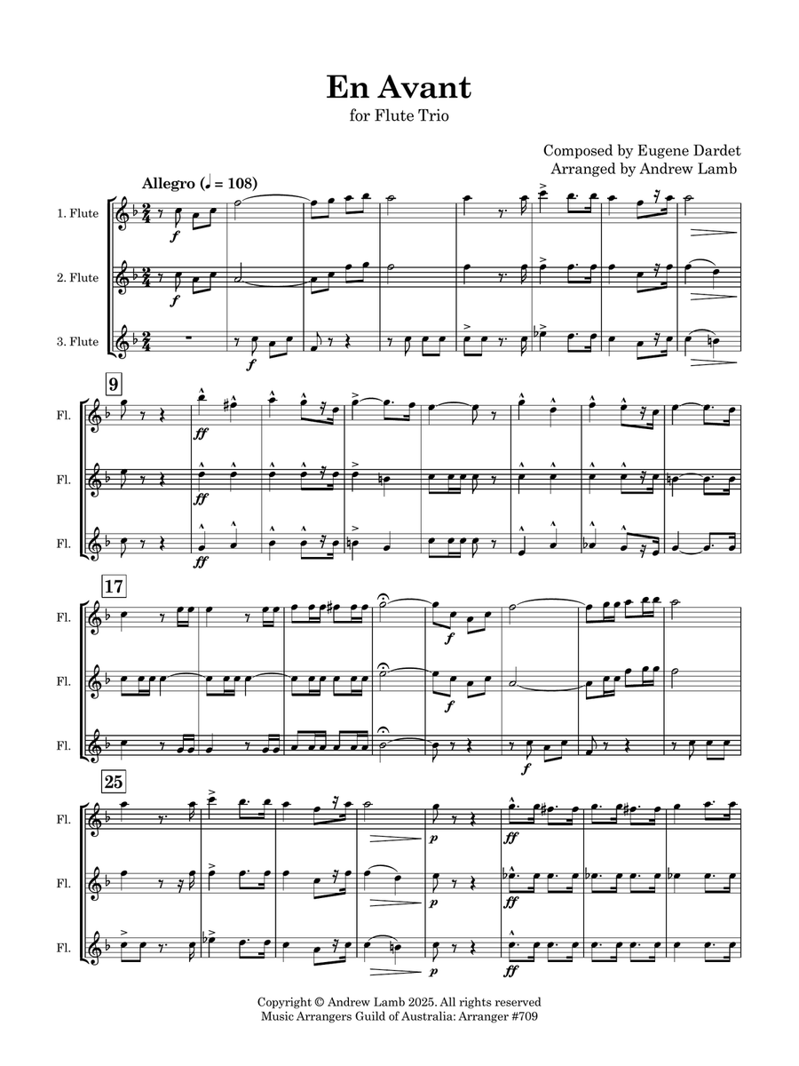 Eugene DARDET | En Avant | for Flute Trio Flute Trio scores gallery preview page 5