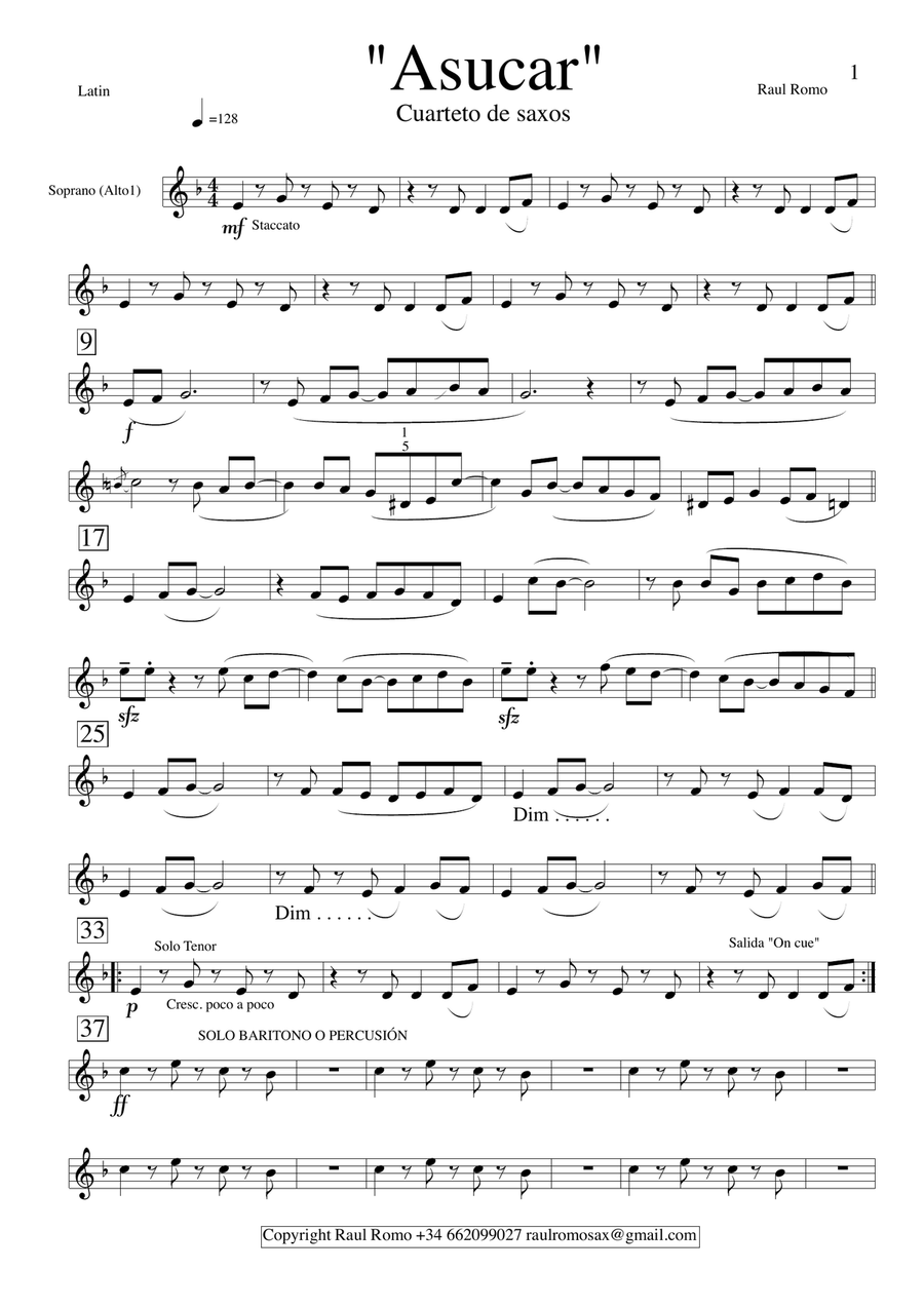 A Asucar - SAXOPHONE QUARTET - Saxophone Quartet scores gallery preview page 5