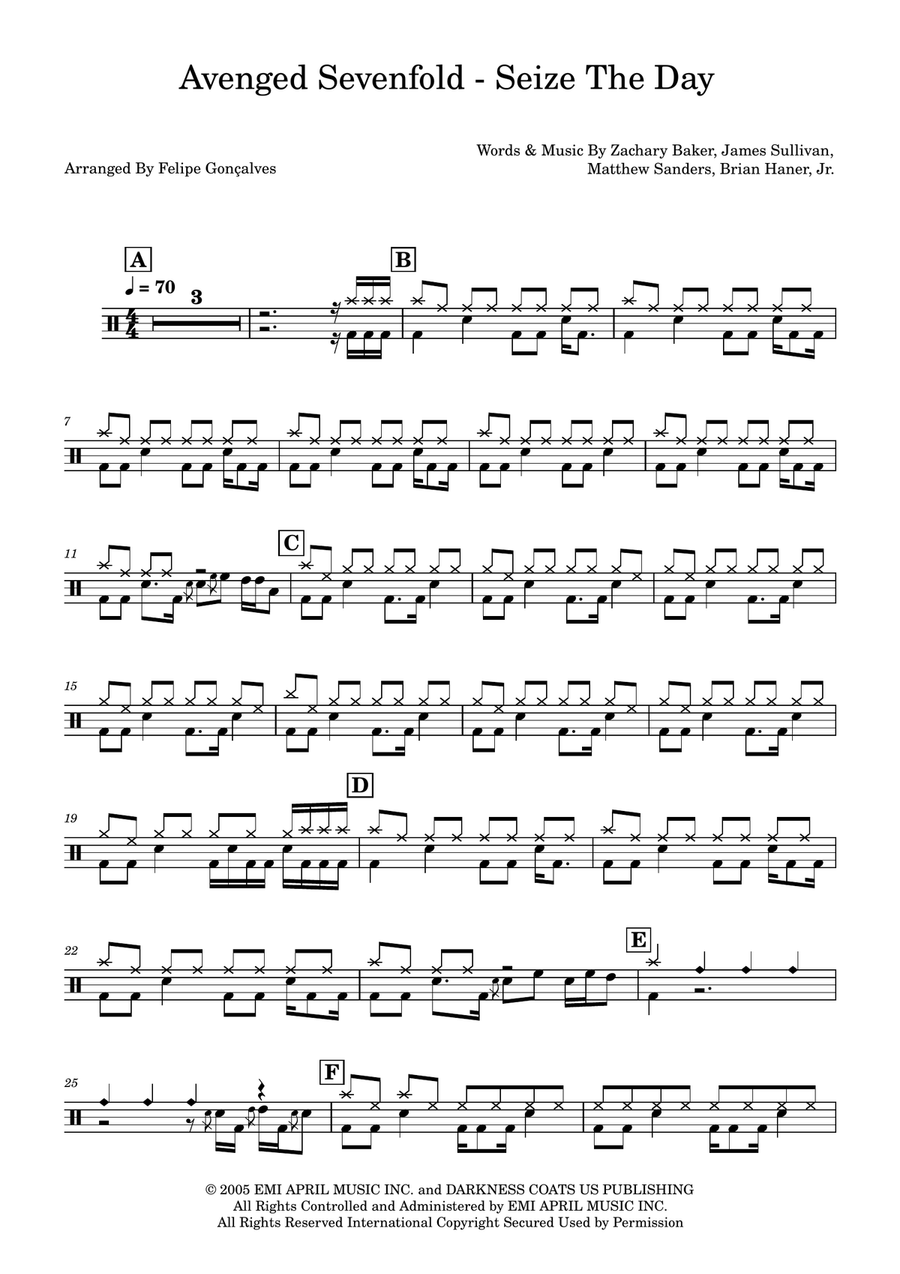 Seize The Day Seize The Day Drum Set scores gallery preview page 1