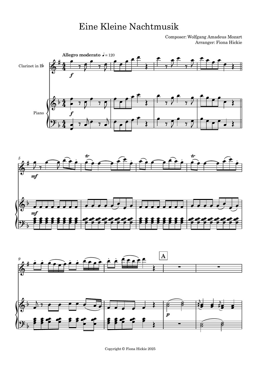 Eine Kleine Nachtmusik: Mov. 1 B-Flat Clarinet scores gallery preview page 2