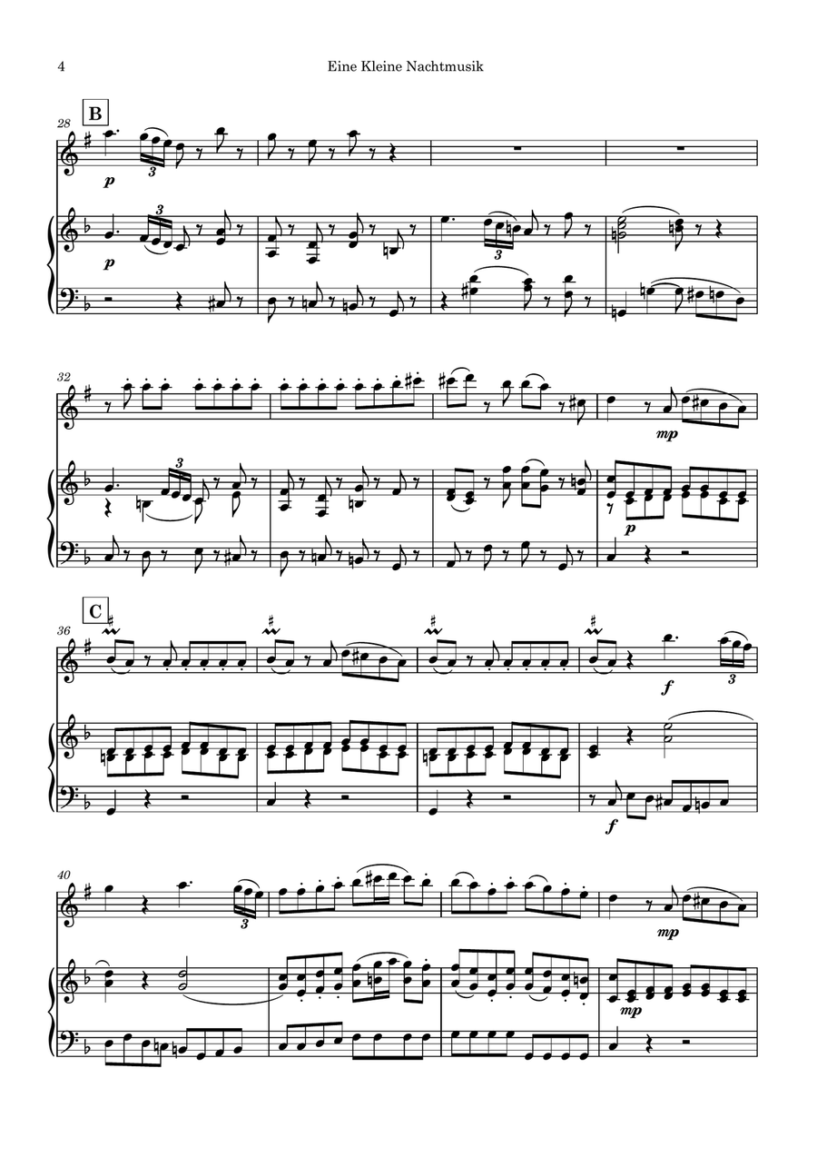 Eine Kleine Nachtmusik: Mov. 1 B-Flat Clarinet scores gallery preview page 4