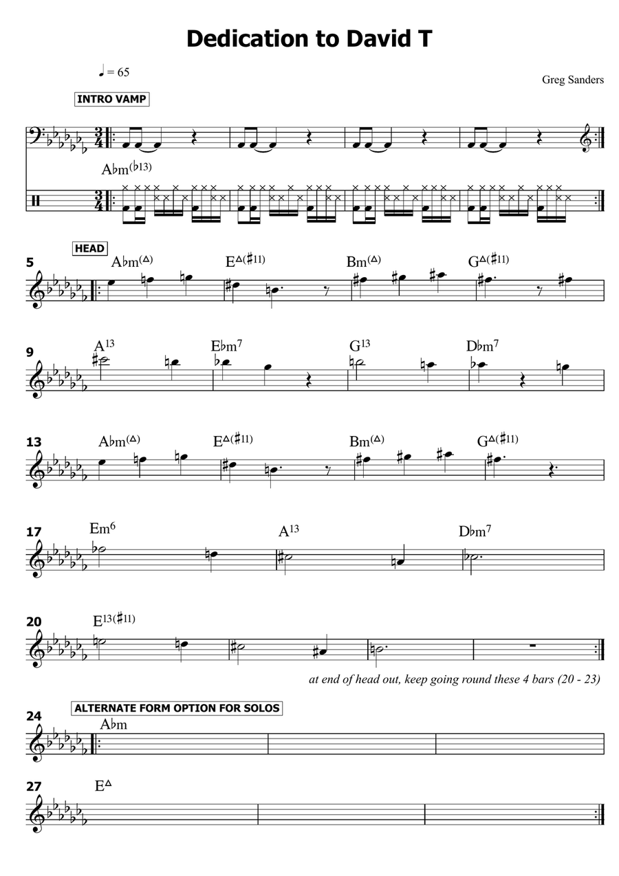 Dedication To David T Dedication To David T Piano scores gallery preview page 1