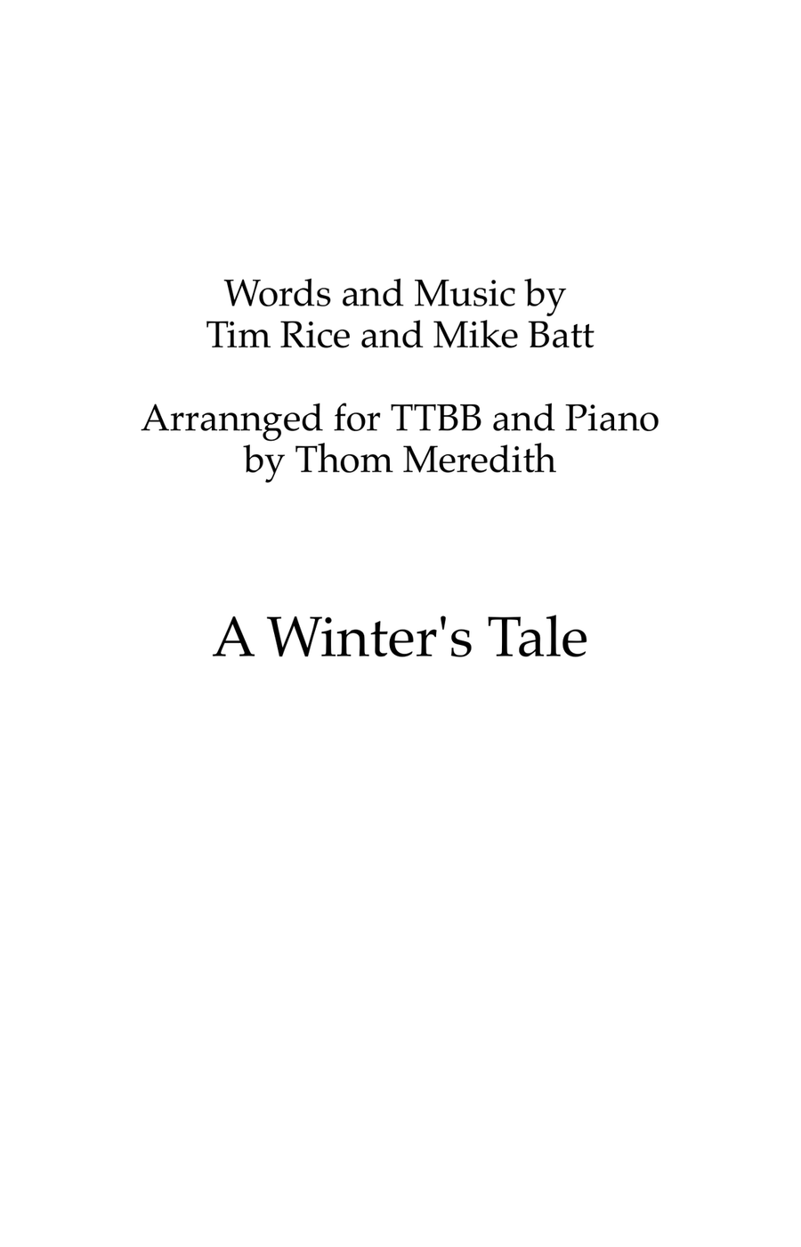 A Winter's Tale A Winter's Tale TTBB scores gallery preview page 1
