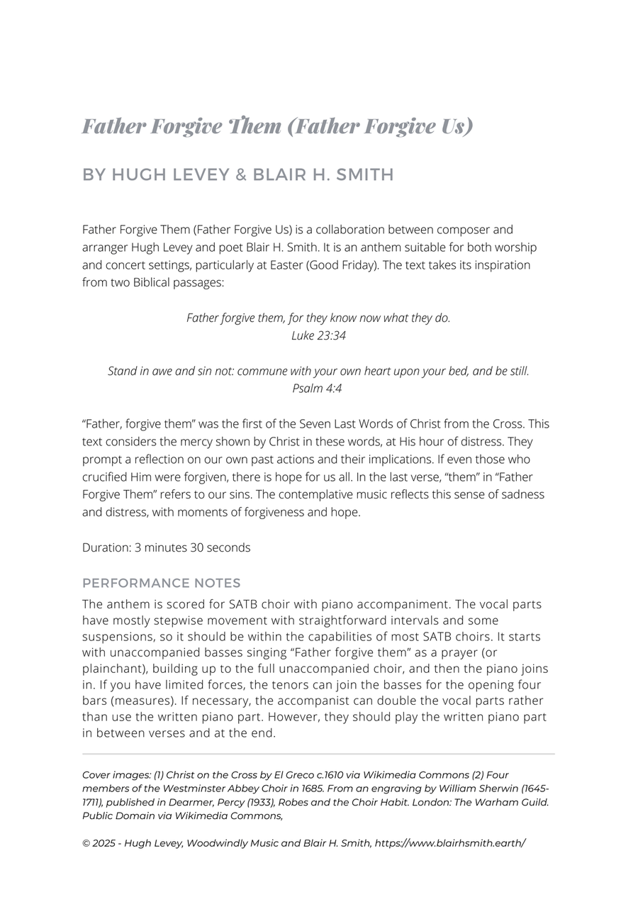 Father Forgive Them (Father Forgive Us) for SATB Choir with Piano accompaniment 4-Part scores gallery preview page 2