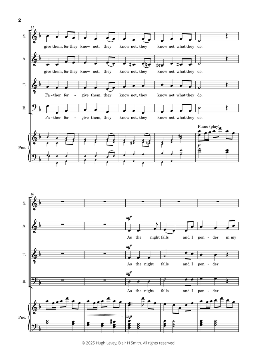 Father Forgive Them (Father Forgive Us) for SATB Choir with Piano accompaniment 4-Part scores gallery preview page 5