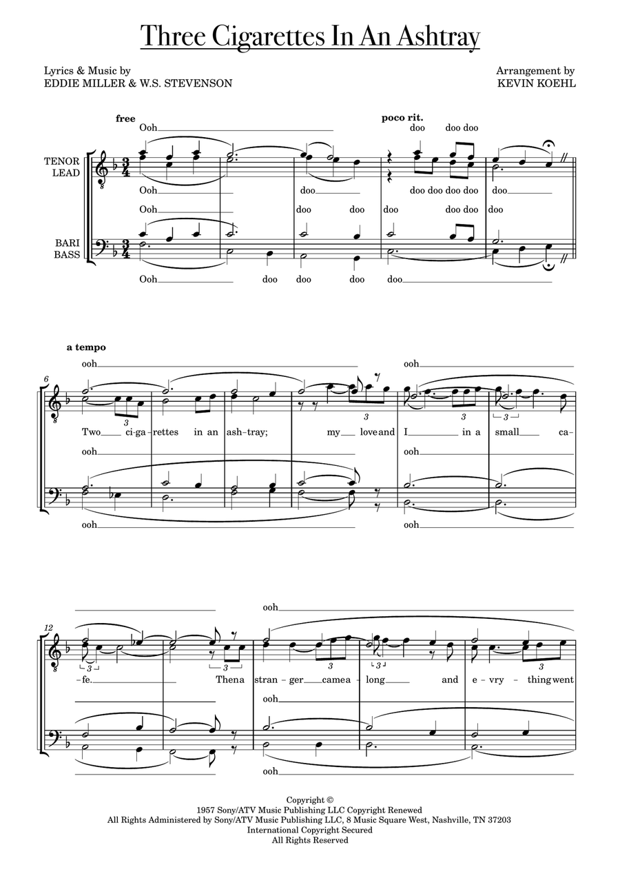 Three Cigarettes In An Ashtray 4-Part scores gallery preview page 1