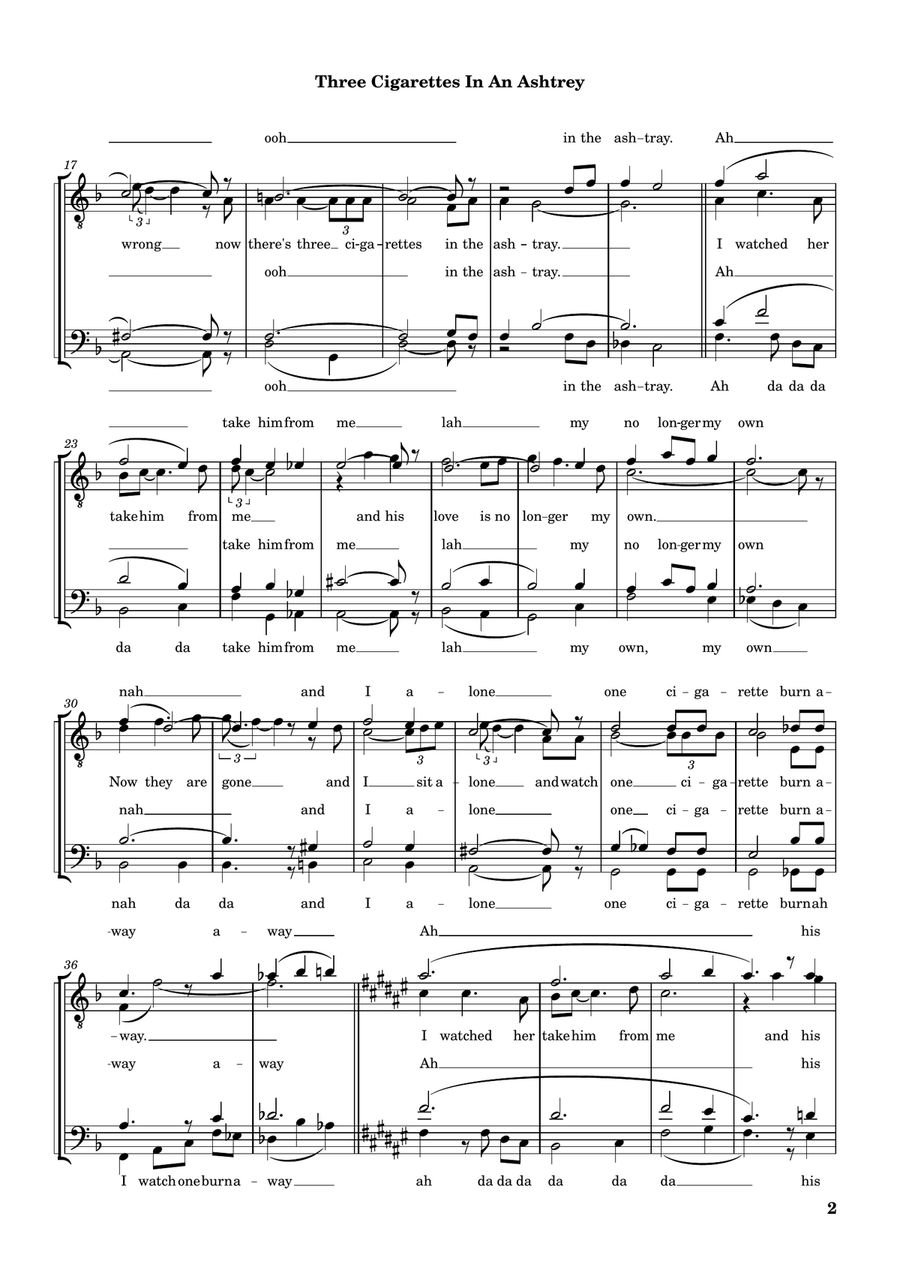Three Cigarettes In An Ashtray 4-Part scores gallery preview page 2