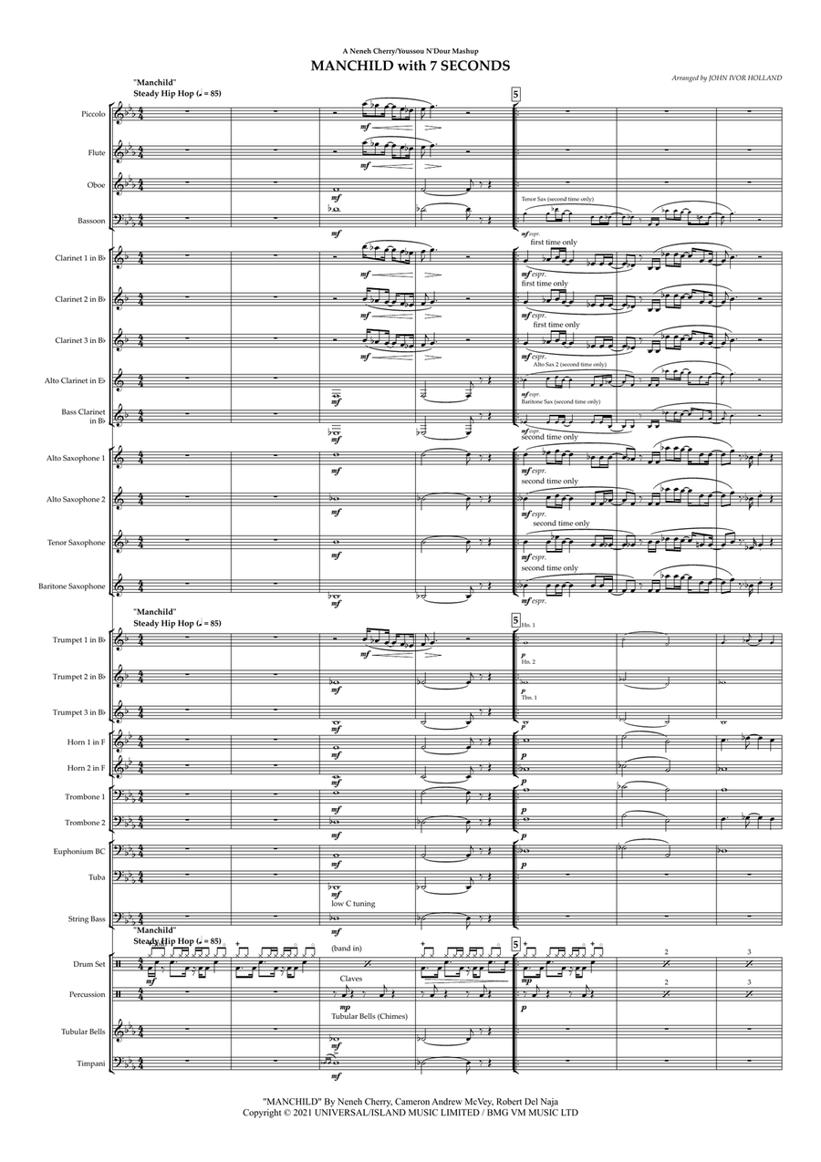 Medley: Manchild (Cherry/ with 7 Seconds Concert Band scores gallery preview page 1