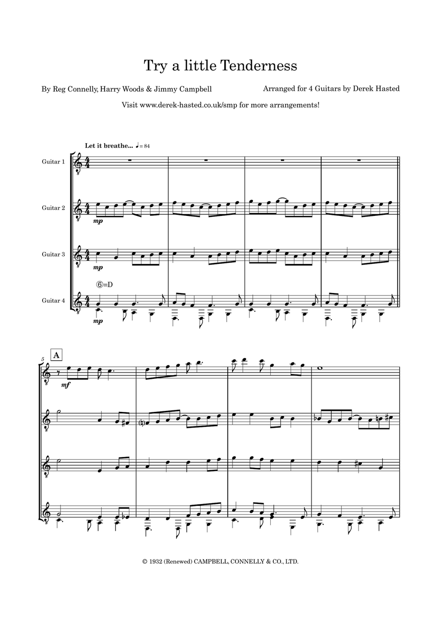Try A Little Tenderness Guitar Ensemble scores gallery preview page 4