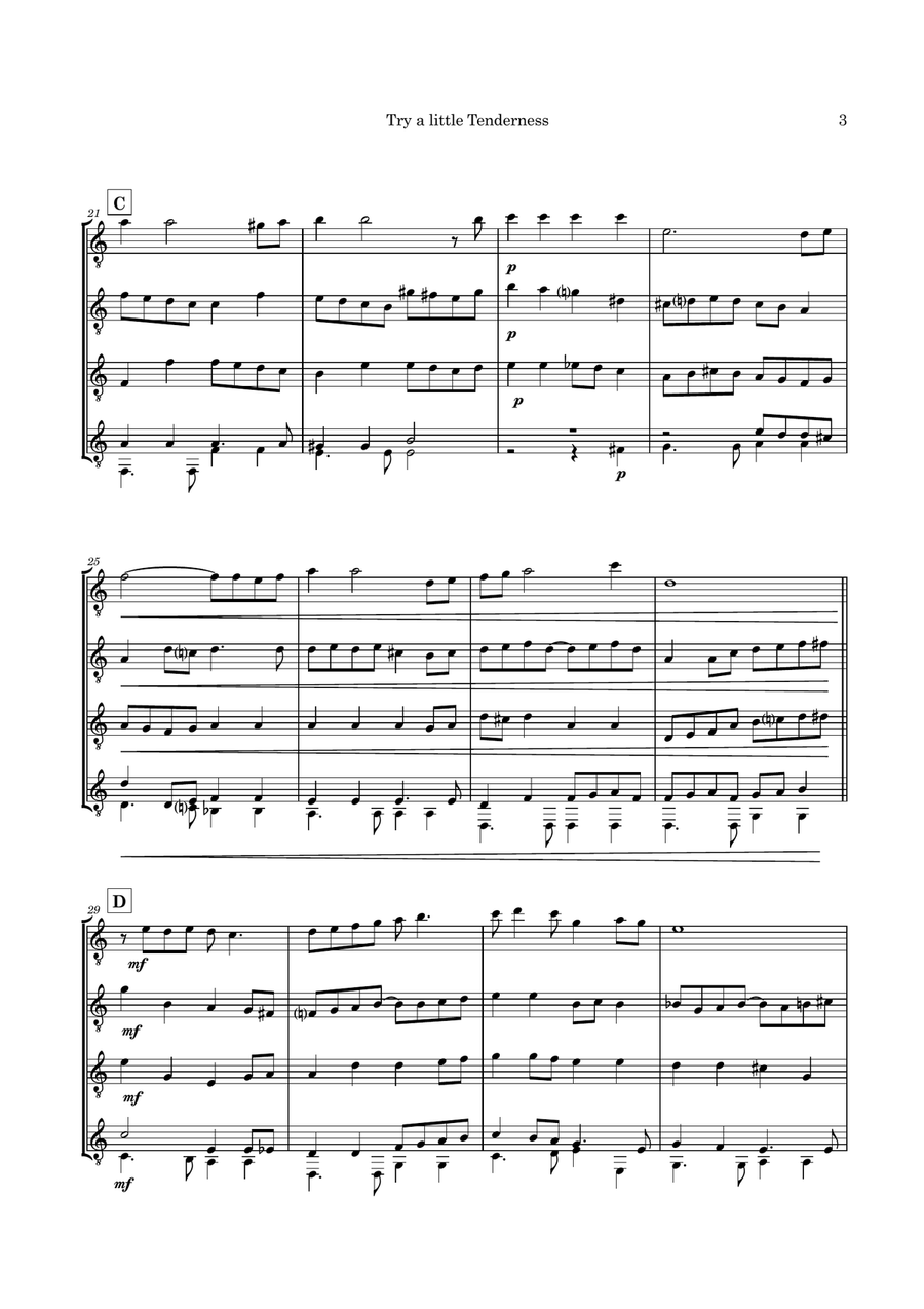 Try A Little Tenderness Guitar Ensemble scores gallery preview page 6