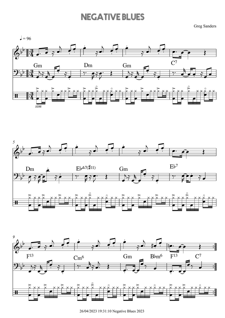 Negative Blues Negative Blues Piano scores gallery preview page 1