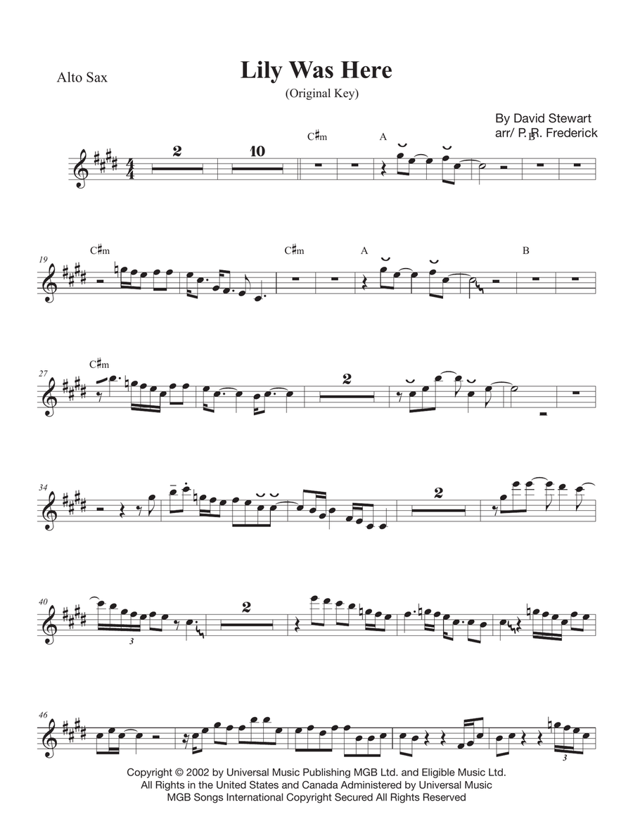 Lily Was Here Lily Was Here Alto Saxophone scores gallery preview page 1