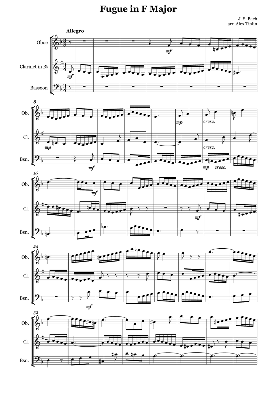 Fugue in F Major Fugue in F Major Woodwind Trio scores gallery preview page 2