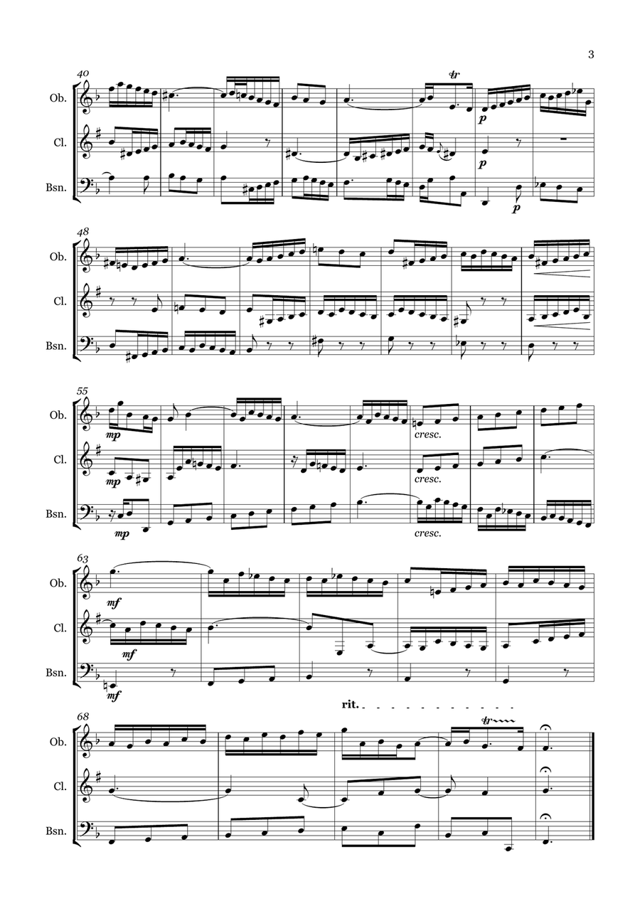Fugue in F Major Fugue in F Major Woodwind Trio scores gallery preview page 3