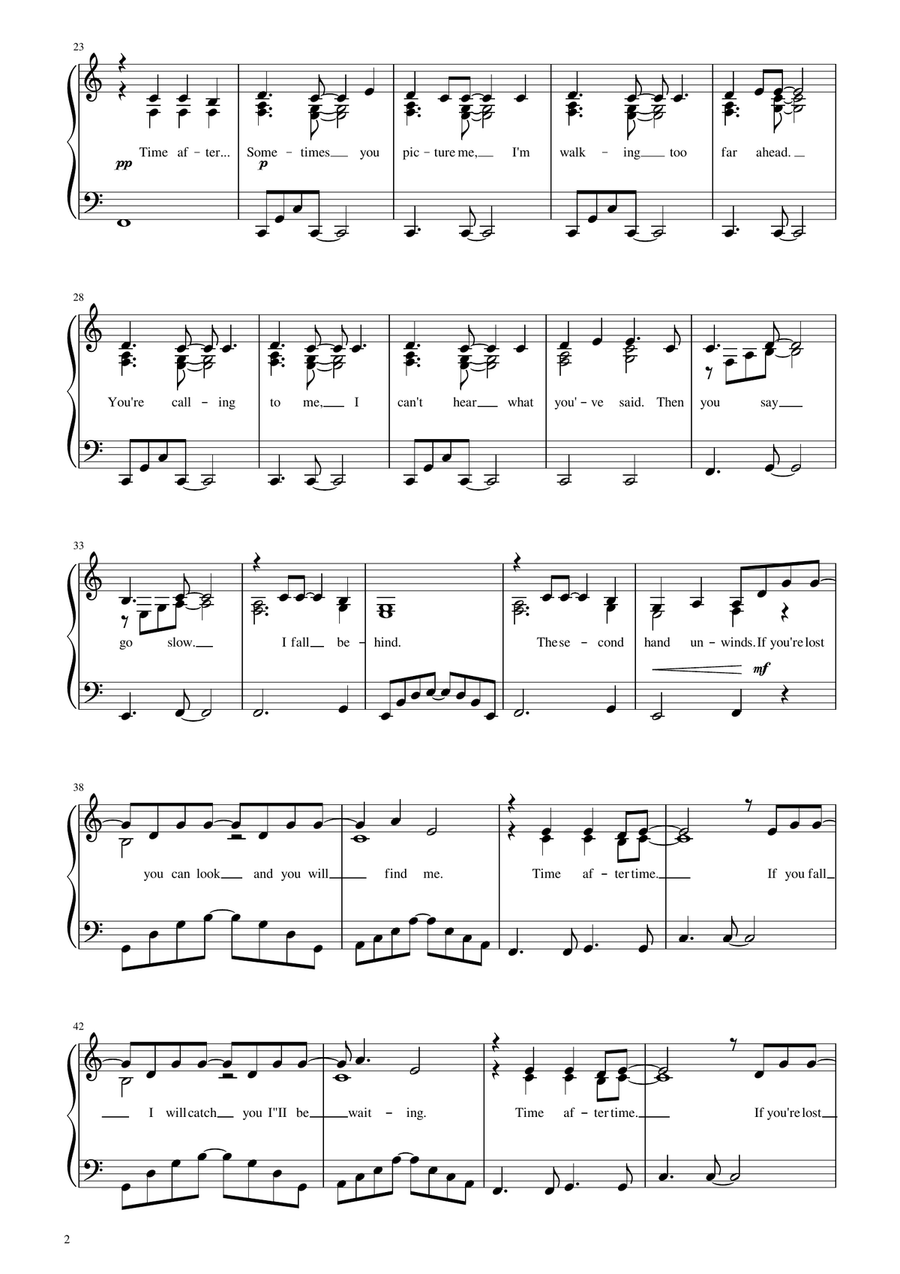Time After Time Piano Solo scores gallery preview page 2