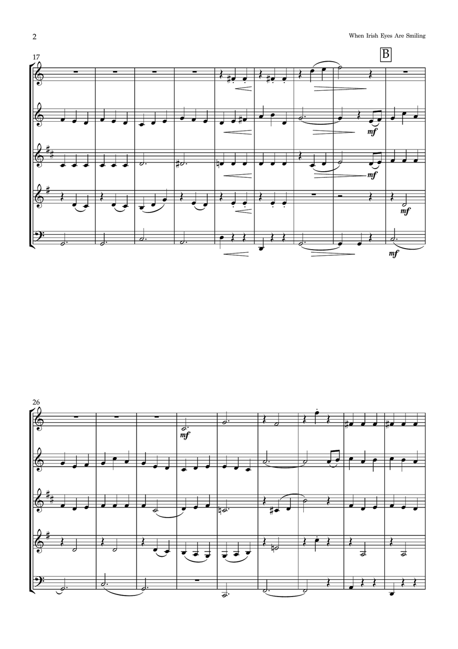 When Irish Eyes Are Smiling Woodwind Quintet scores gallery preview page 2
