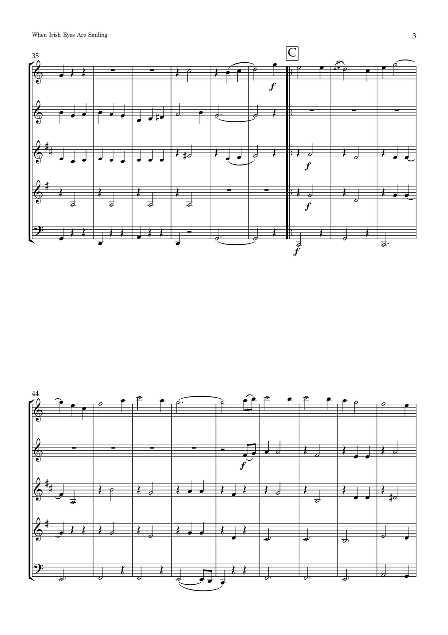 When Irish Eyes Are Smiling Woodwind Quintet scores gallery preview page 3