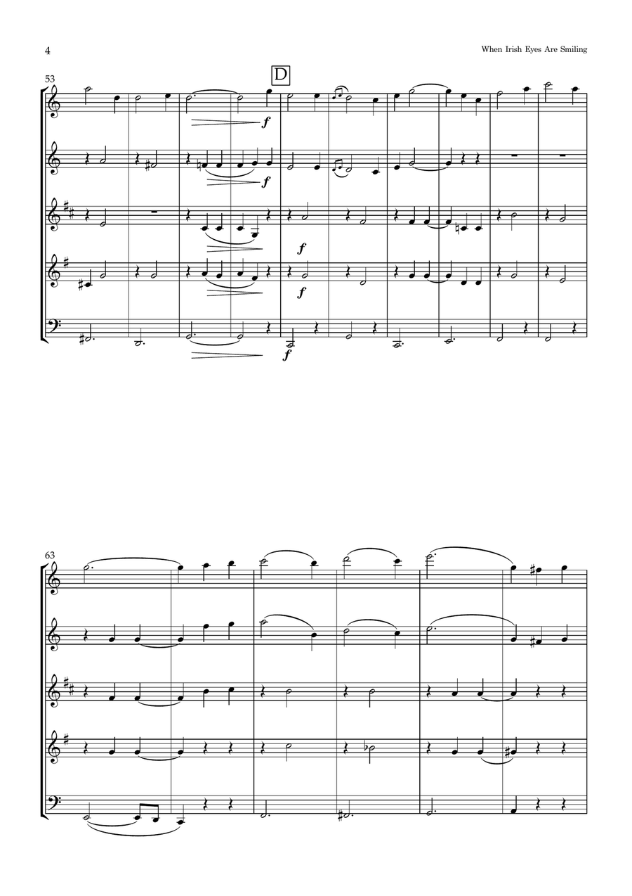 When Irish Eyes Are Smiling Woodwind Quintet scores gallery preview page 4