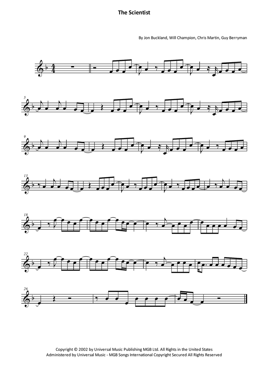 The Scientist The Scientist Violin Solo scores gallery preview page 1
