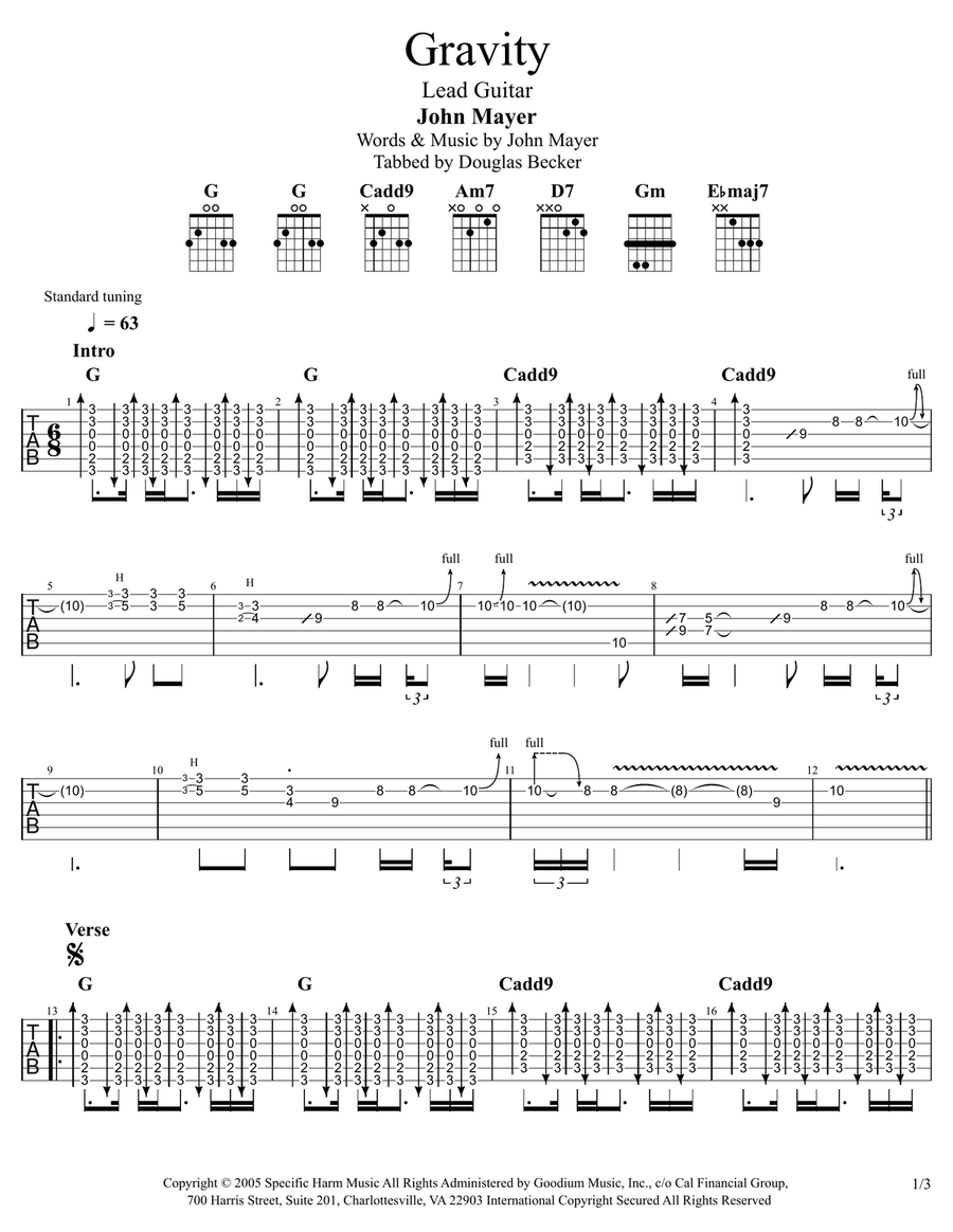 Gravity Gravity Acoustic Guitar scores gallery preview page 1