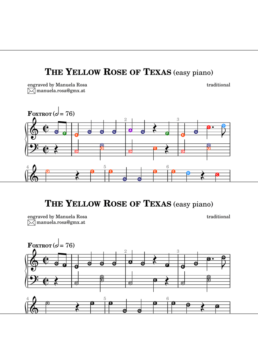 The Yellow Rose of Texas (easy piano version) Piano Method scores gallery preview page 2