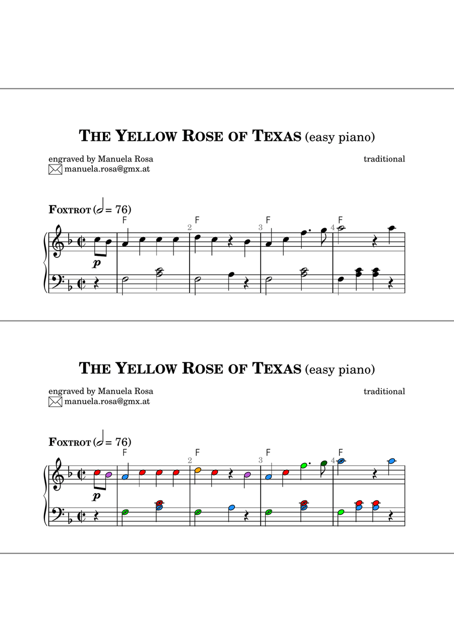 The Yellow Rose of Texas (easy piano version) Piano Method scores gallery preview page 3