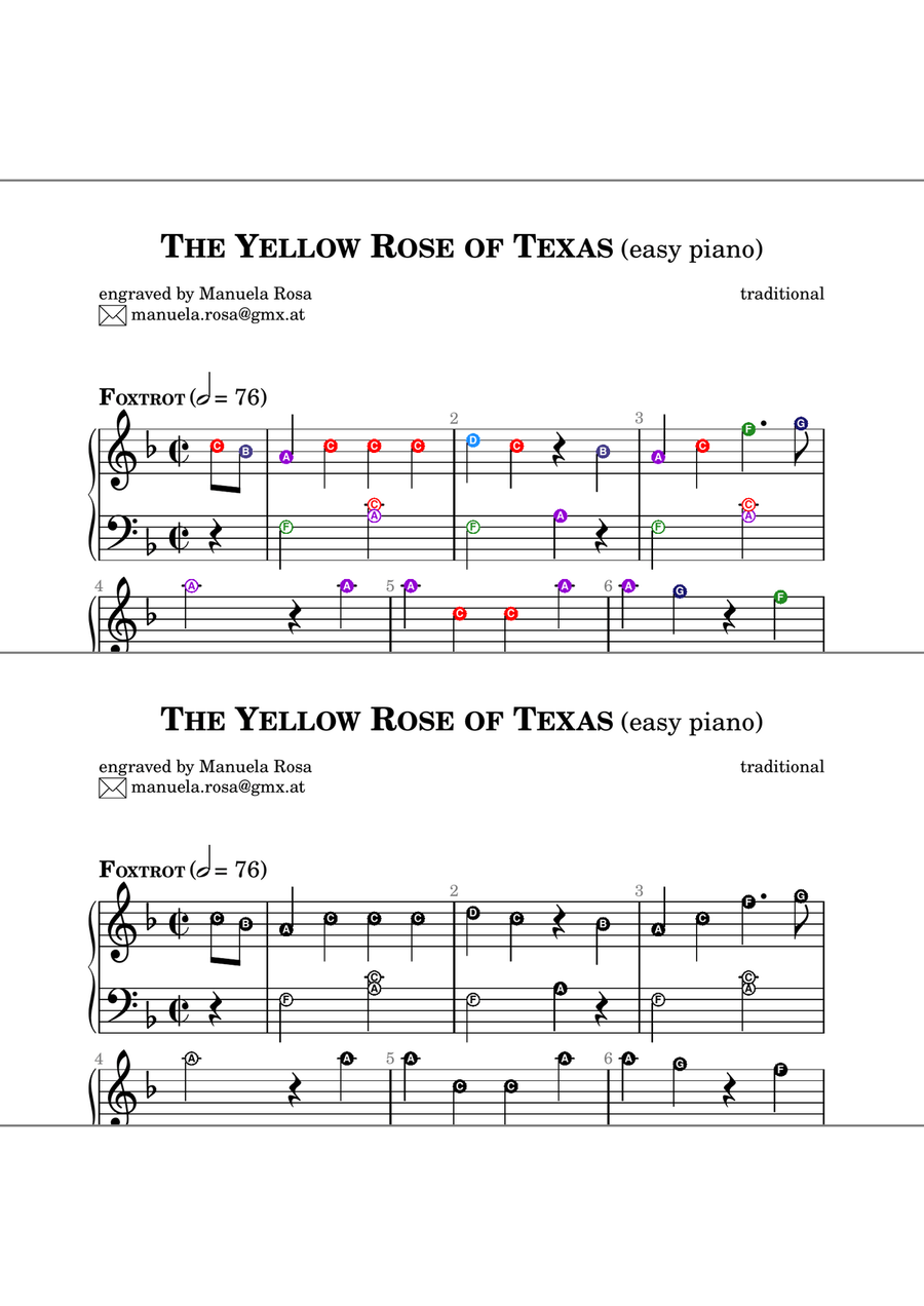 The Yellow Rose of Texas (easy piano version) Piano Method scores gallery preview page 4