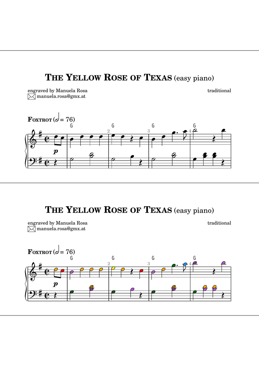 The Yellow Rose of Texas (easy piano version) Piano Method scores gallery preview page 5