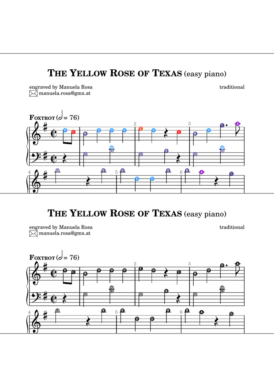 The Yellow Rose of Texas (easy piano version) Piano Method scores gallery preview page 6