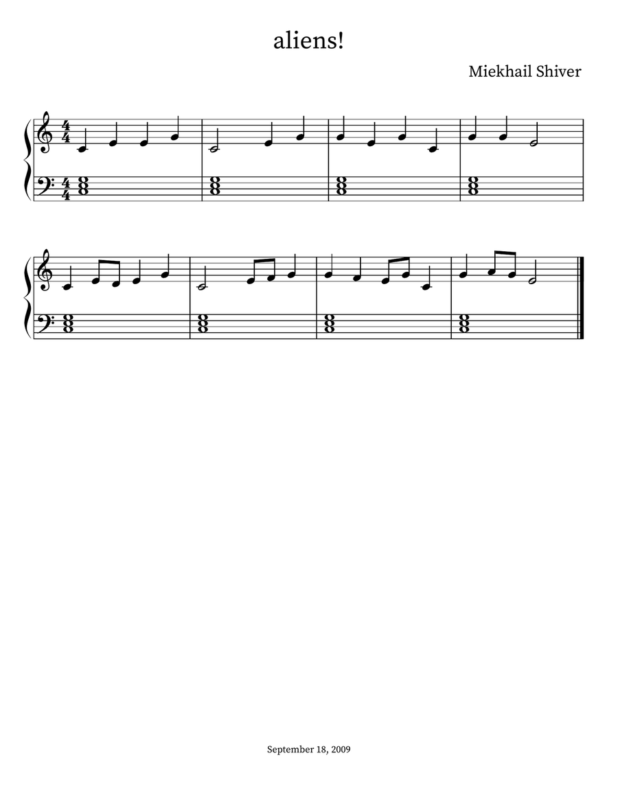 aliens! aliens! Easy Piano scores gallery preview page 1