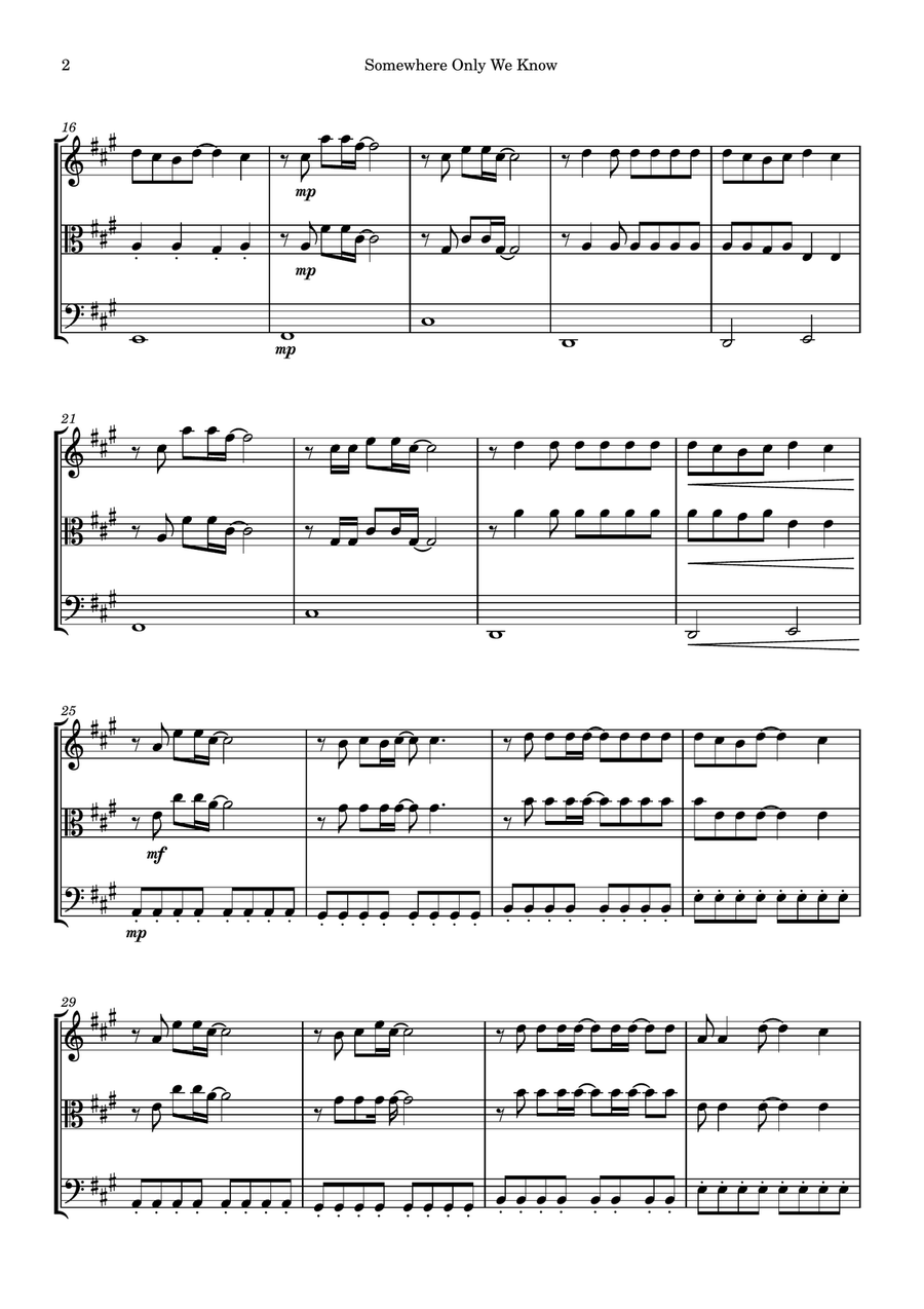 Somewhere Only We Know Somewhere Only We Know String Trio scores gallery preview page 2