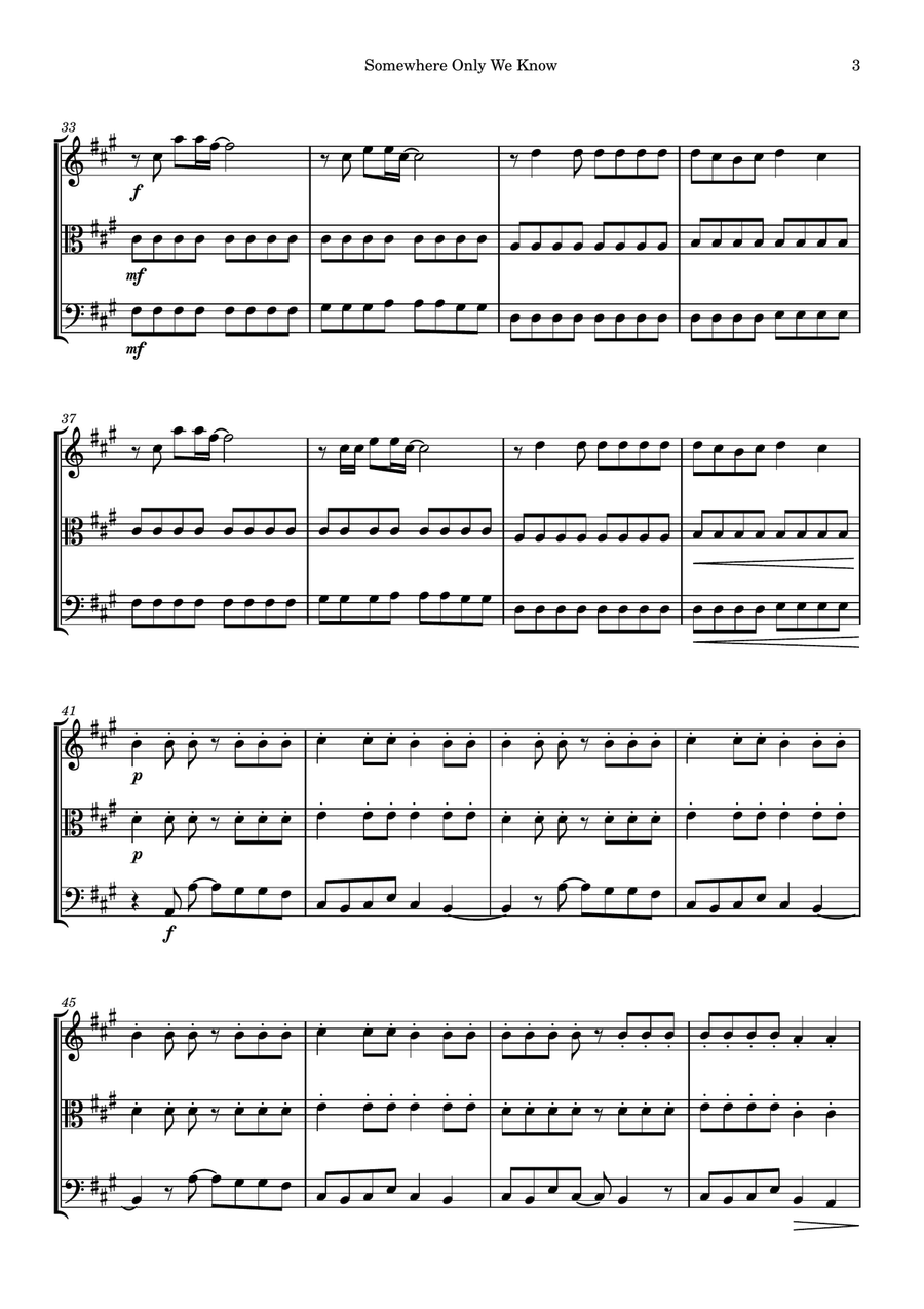 Somewhere Only We Know Somewhere Only We Know String Trio scores gallery preview page 3