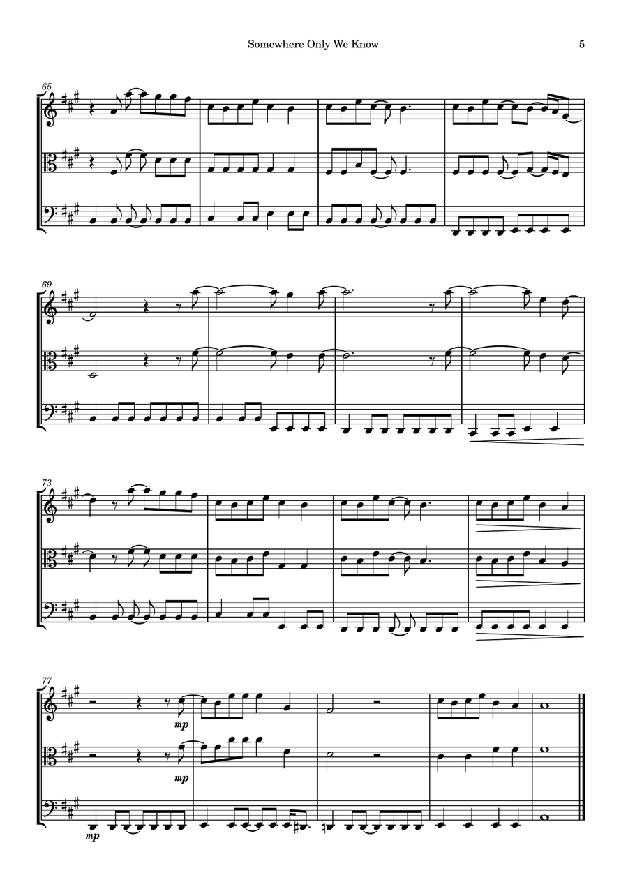 Somewhere Only We Know Somewhere Only We Know String Trio scores gallery preview page 5