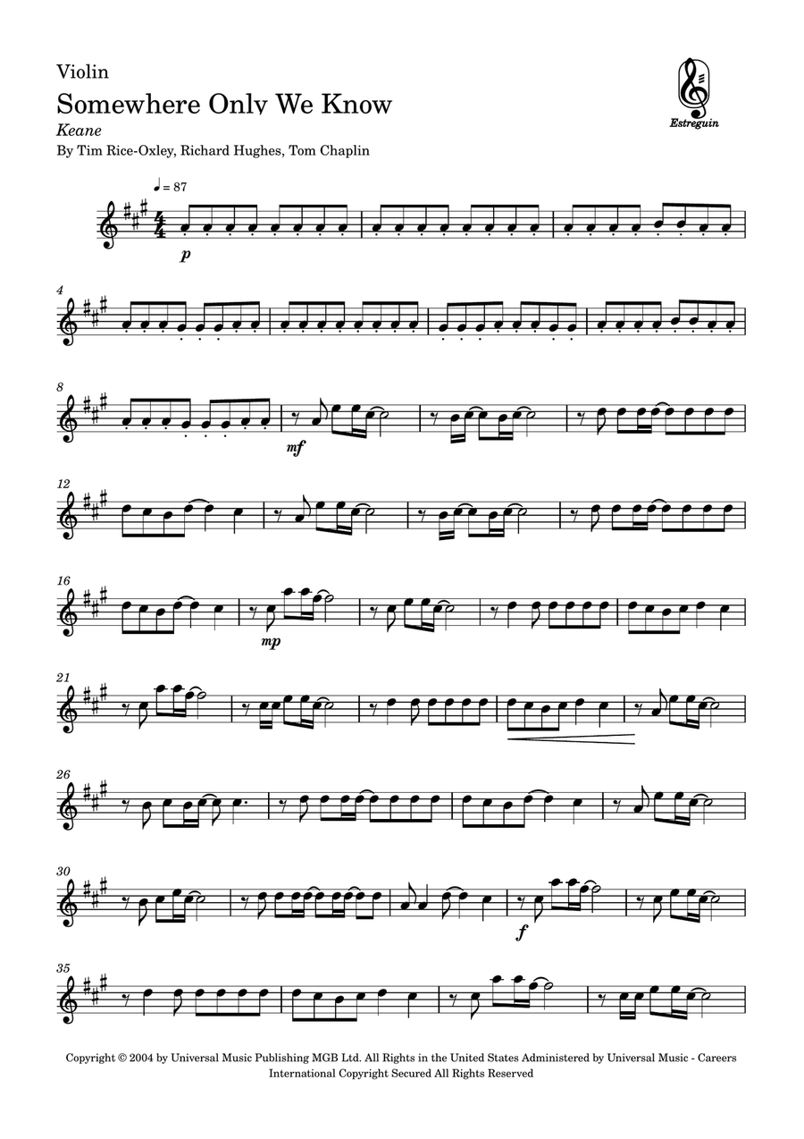 Somewhere Only We Know Somewhere Only We Know String Trio scores gallery preview page 6