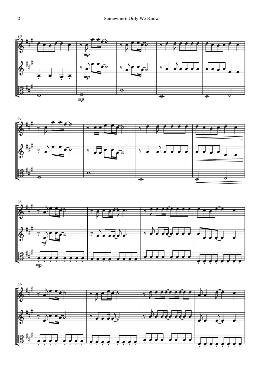 Somewhere Only We Know Somewhere Only We Know String Trio scores gallery preview page 2