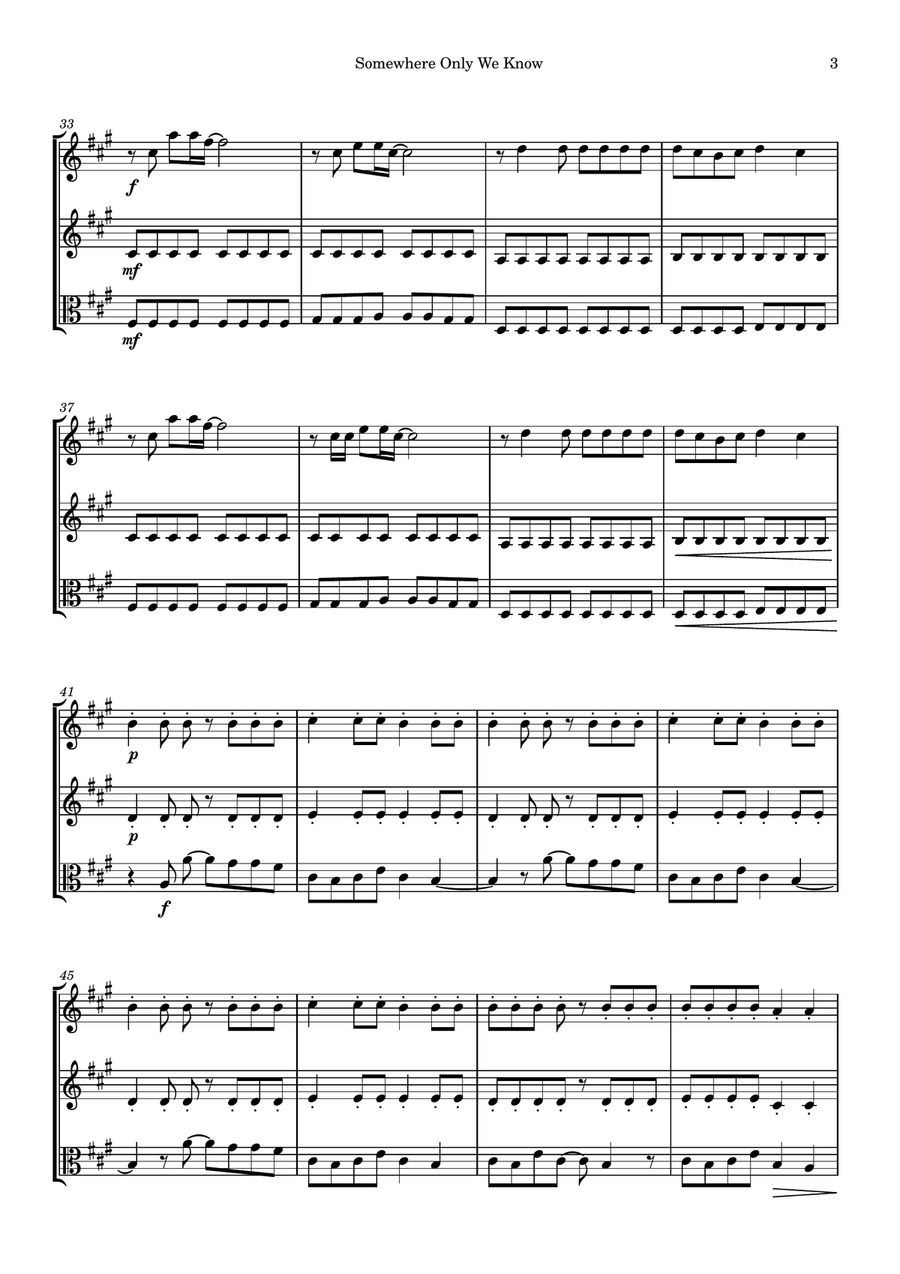 Somewhere Only We Know Somewhere Only We Know String Trio scores gallery preview page 3
