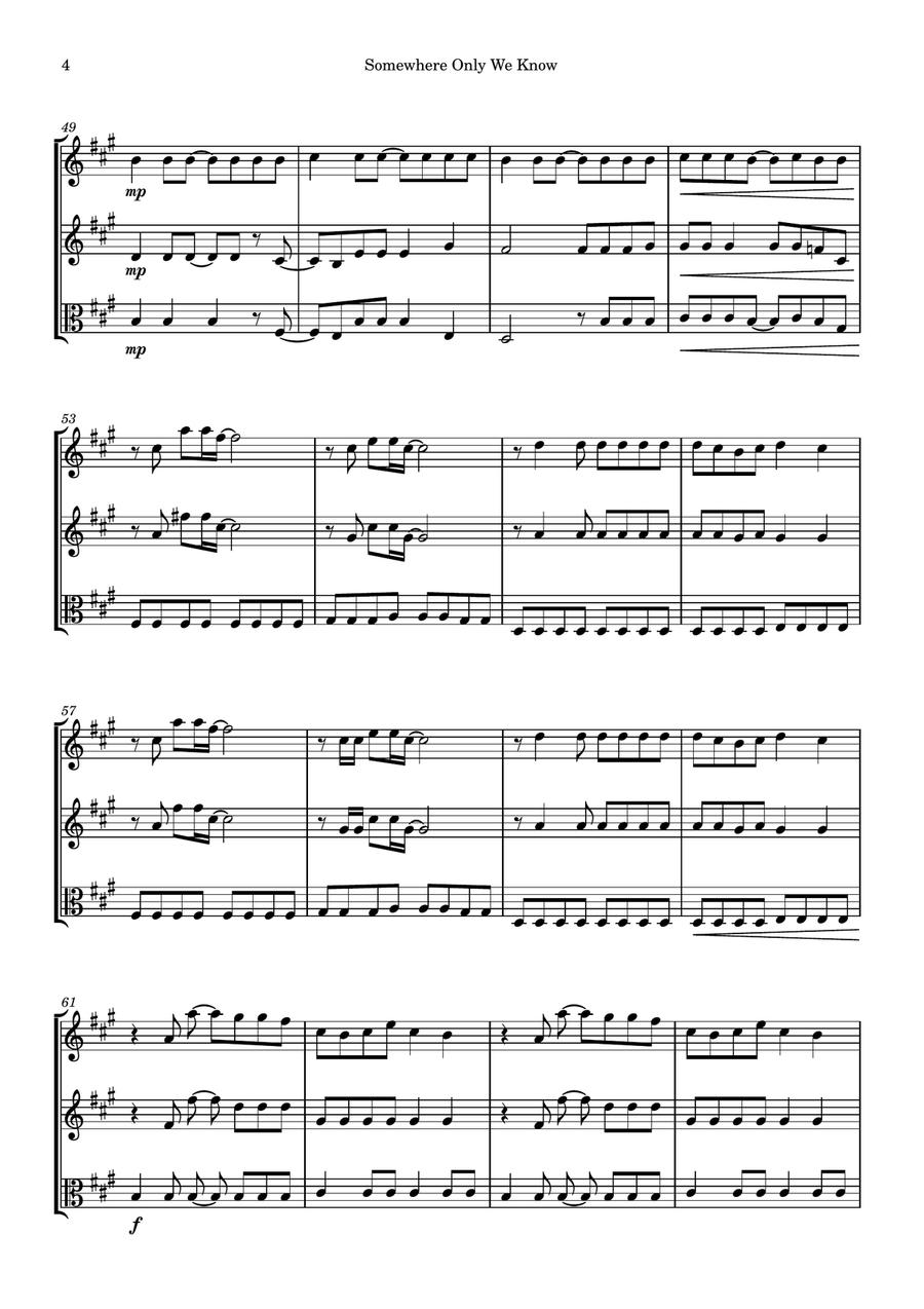Somewhere Only We Know Somewhere Only We Know String Trio scores gallery preview page 4