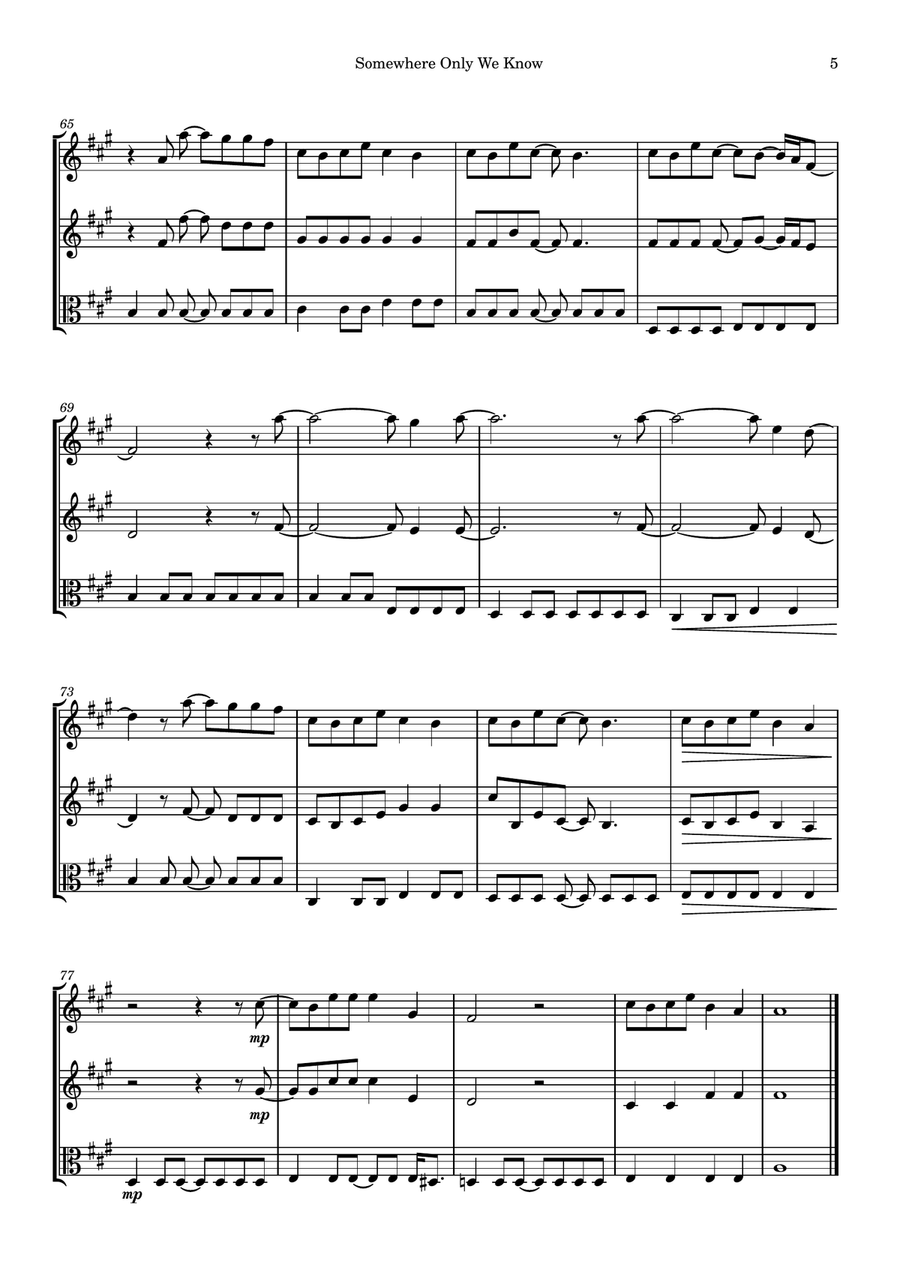 Somewhere Only We Know Somewhere Only We Know String Trio scores gallery preview page 5