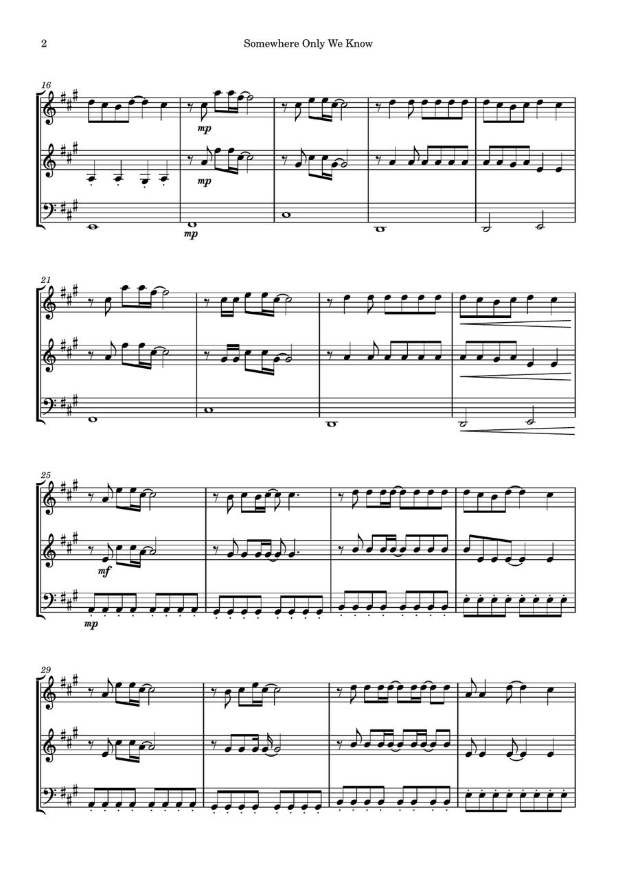 Somewhere Only We Know Somewhere Only We Know String Trio scores gallery preview page 2