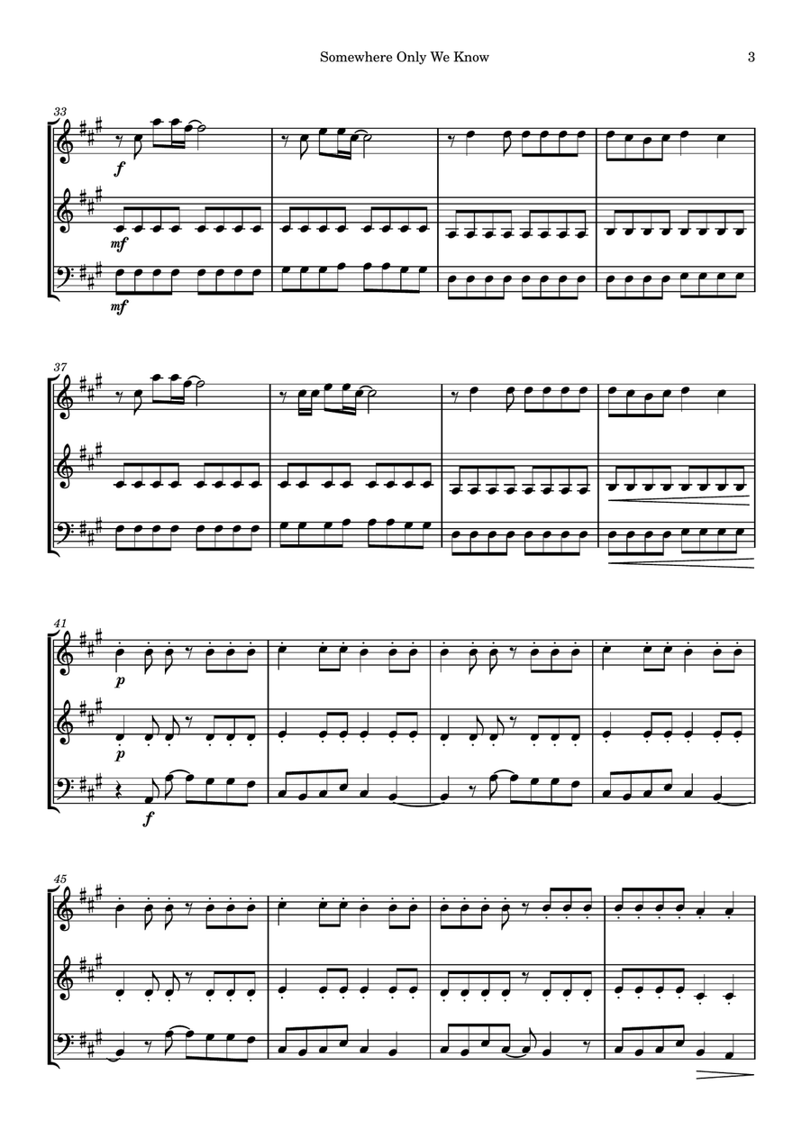 Somewhere Only We Know Somewhere Only We Know String Trio scores gallery preview page 3