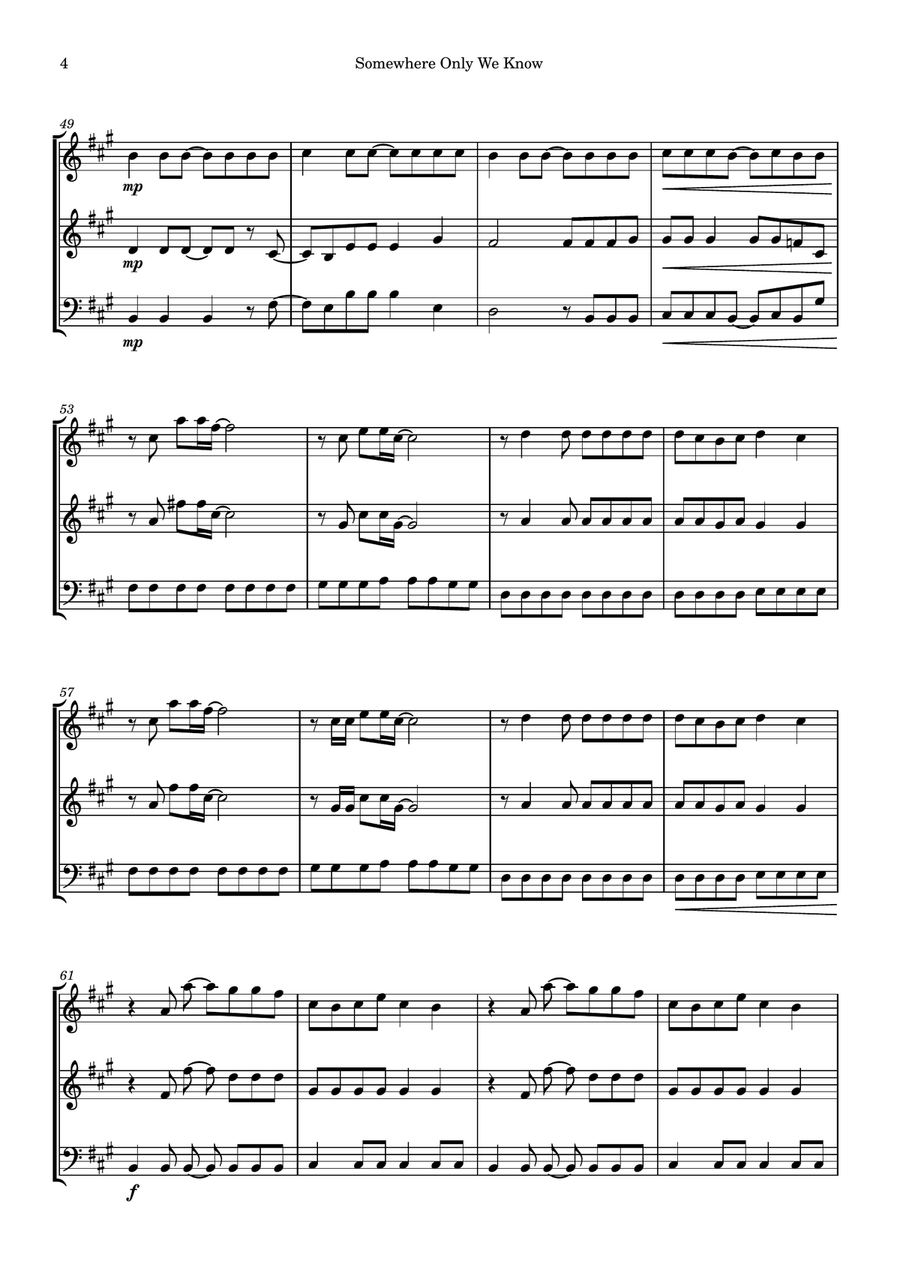 Somewhere Only We Know Somewhere Only We Know String Trio scores gallery preview page 4
