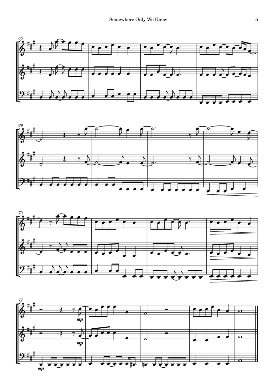 Somewhere Only We Know Somewhere Only We Know String Trio scores gallery preview page 5