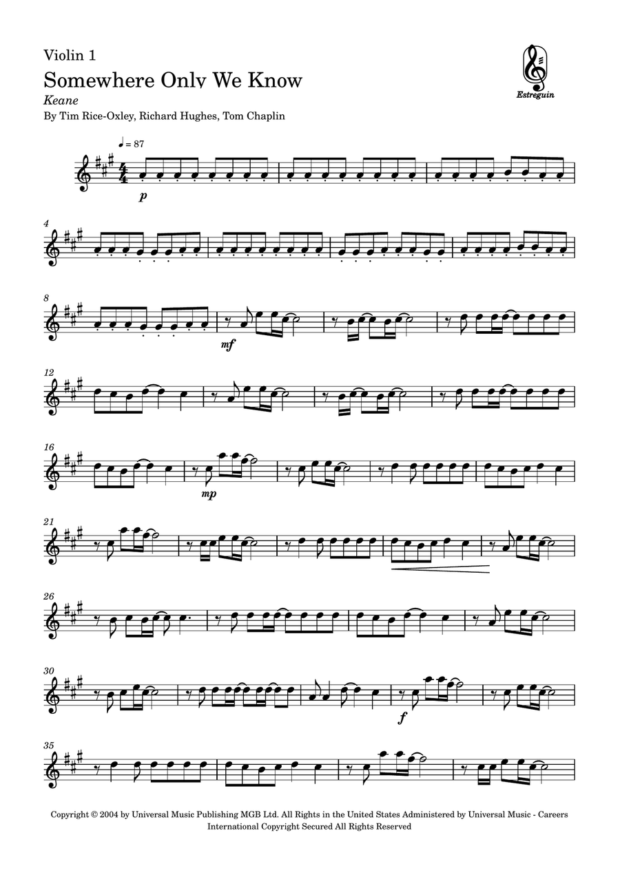 Somewhere Only We Know Somewhere Only We Know String Trio scores gallery preview page 6