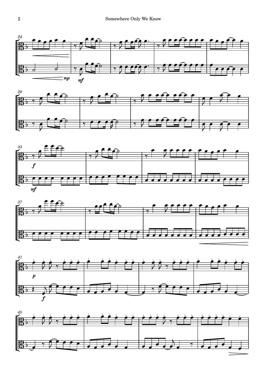 Somewhere Only We Know Somewhere Only We Know String Duet scores gallery preview page 2