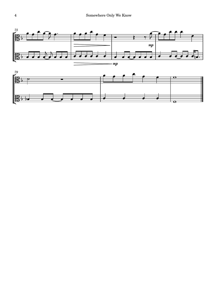Somewhere Only We Know Somewhere Only We Know String Duet scores gallery preview page 4