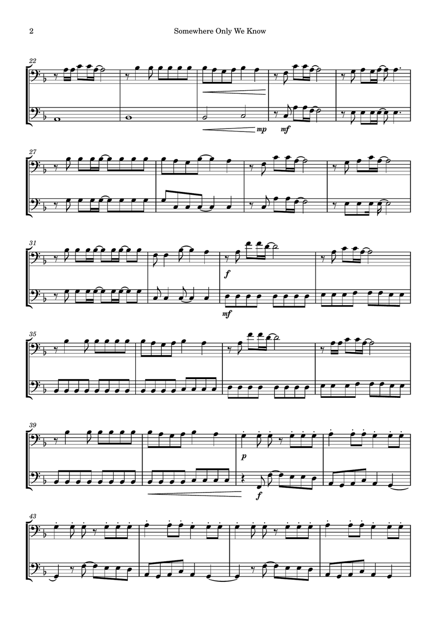 Somewhere Only We Know Somewhere Only We Know String Duet scores gallery preview page 2
