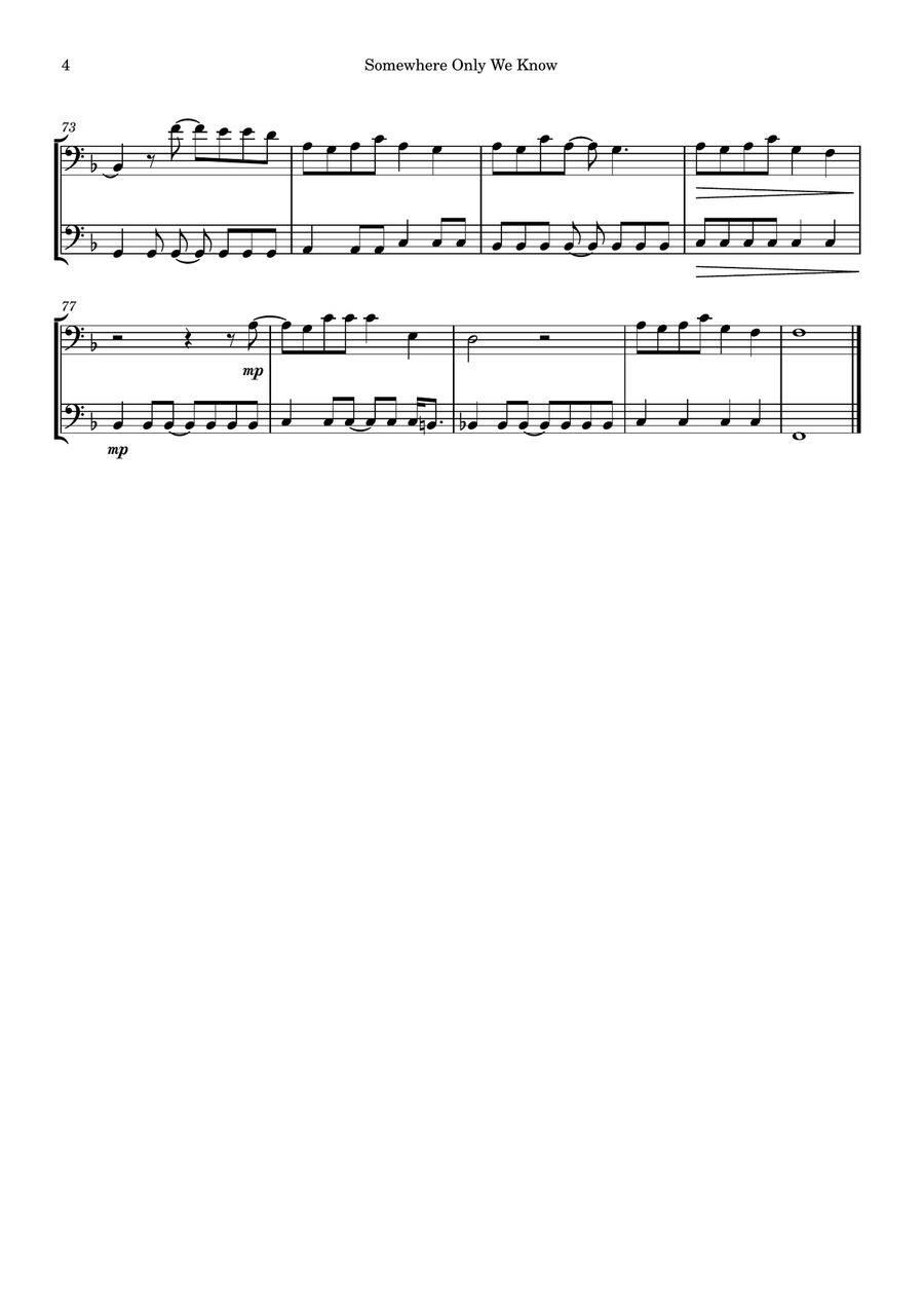 Somewhere Only We Know Somewhere Only We Know String Duet scores gallery preview page 4