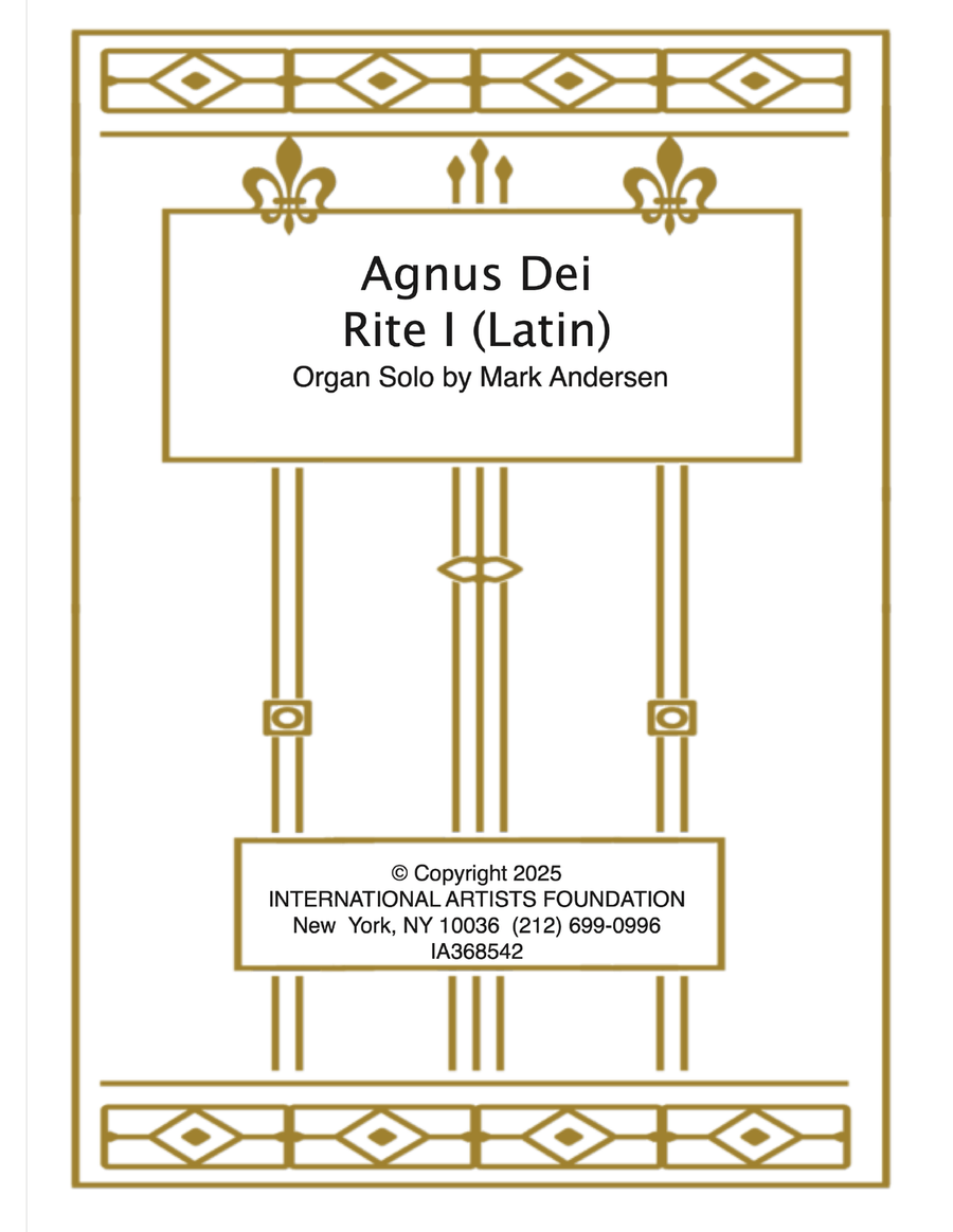 Agnus Dei for organ and voice (Latin for Episcopal Rite I) by Mark Andersen Piano, Vocal scores gallery preview page 1